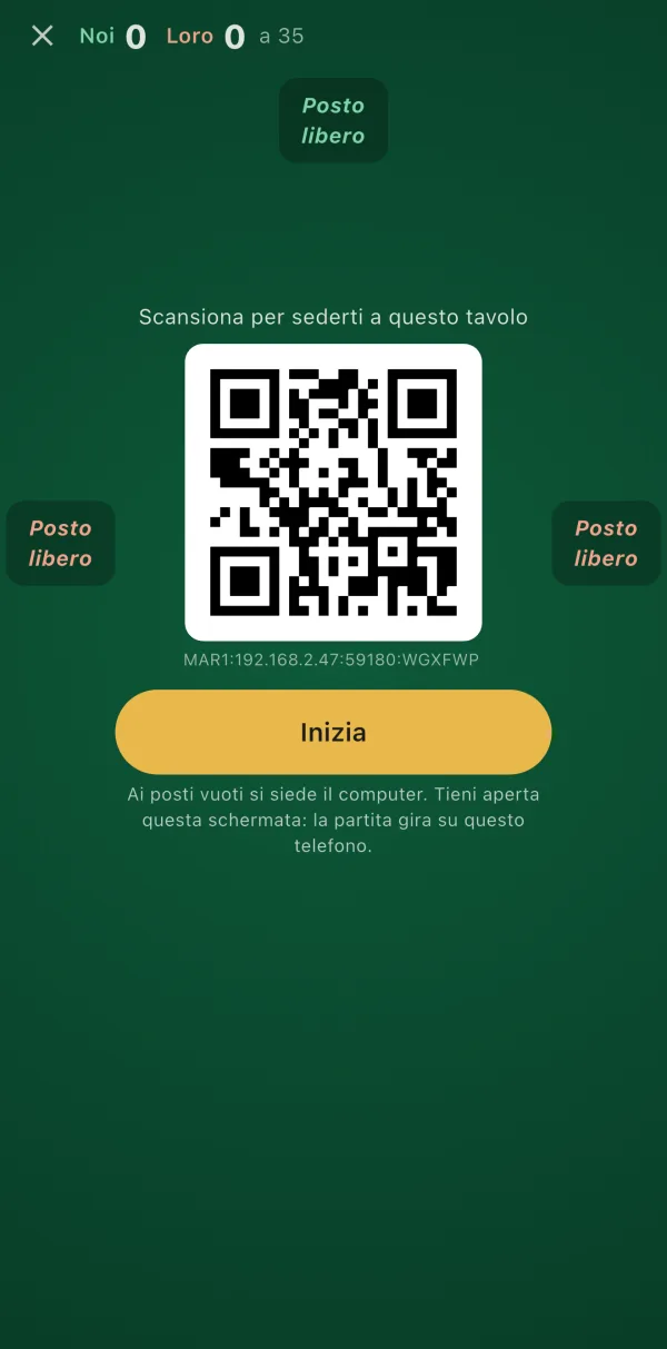Un tavolo aperto: il codice da inquadrare e i posti liberi